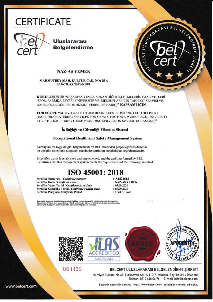 ISO 45001:2018 belgesi önizlemesi